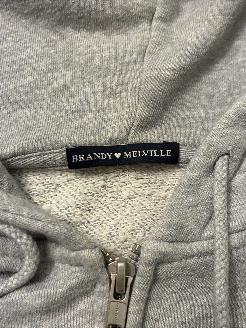 Brandy Melville Gray Cropped Zip-Up Hoodie - Picture 2 of 2